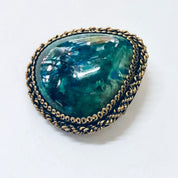 Vintage Brooch, Silver Brooch, Made in Israel, Blue stone, Green Stone, Gold Plated Silver, Vintage Pendant, Vintage Necklace, Unique Stone