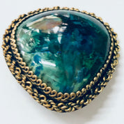Vintage Brooch, Silver Brooch, Made in Israel, Blue stone, Green Stone, Gold Plated Silver, Vintage Pendant, Vintage Necklace, Unique Stone