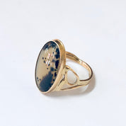 Vintage Ring, Gold Ring, Moss Agate Ring, 14K Ring, 14 Carat Gold, Polished Stone, Natural Stone, Spotted Gemstone, Vintage Jewelry, Gold