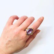 Vintage Ring, Gold Ring, Amethyst Ring, 14 Carat Gold, 14K Yellow Gold, Gold and Purple, Large Ring, Statement Ring, Vintage Jewelry, Unique