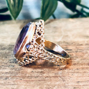 Vintage Ring, Gold Ring, Amethyst Ring, 14 Carat Gold, 14K Yellow Gold, Gold and Purple, Large Ring, Statement Ring, Vintage Jewelry, Unique