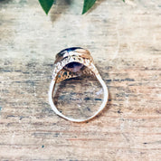 Vintage Ring, Gold Ring, Amethyst Ring, 14 Carat Gold, 14K Yellow Gold, Gold and Purple, Large Ring, Statement Ring, Vintage Jewelry, Unique