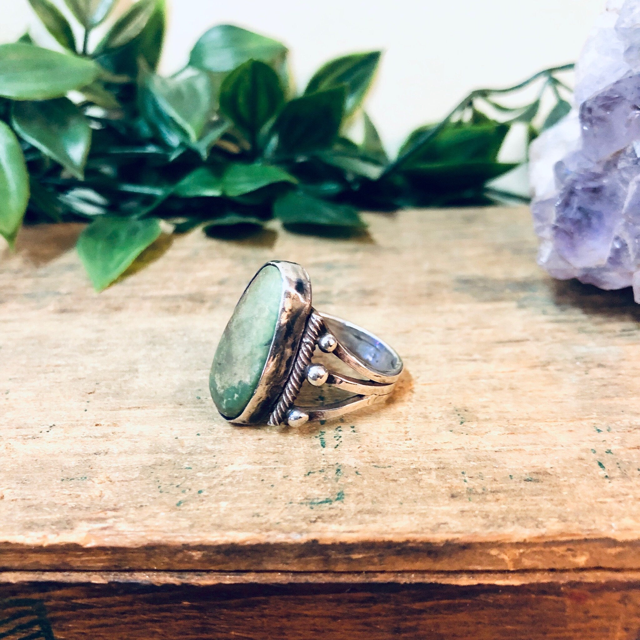Vintage Silver Ring, Turquoise Ring, Southwestern Ring, Green Turquoise, Statement Jewelry, Vintage Jewelry, Bohemian Style, Boho Ring, 925