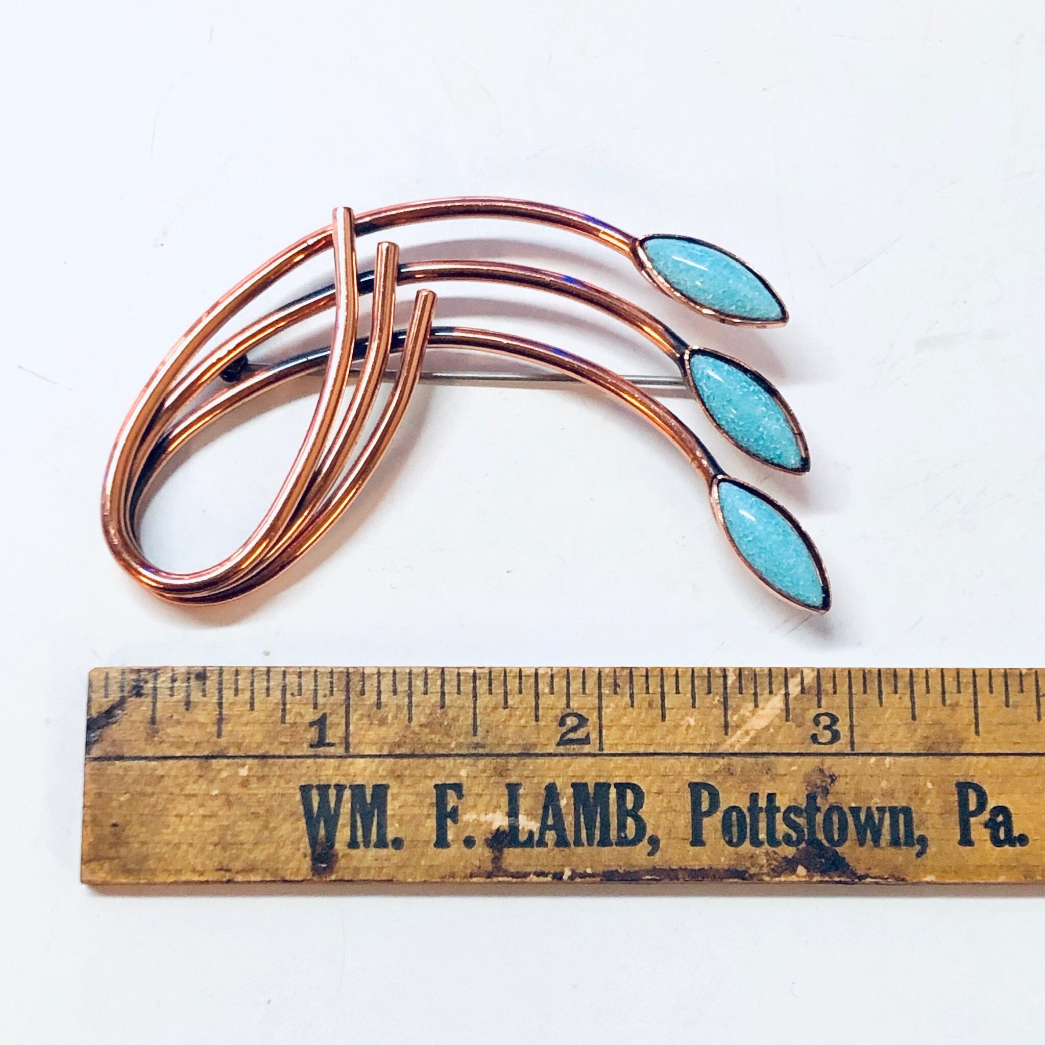 Vintage Brooch, Matisse Renoir Brooch, Vintage Pin, Copper Brooch, Blue Stones, Turquoise Brooch, Costume Jewelry, Blue and Copper, Unique