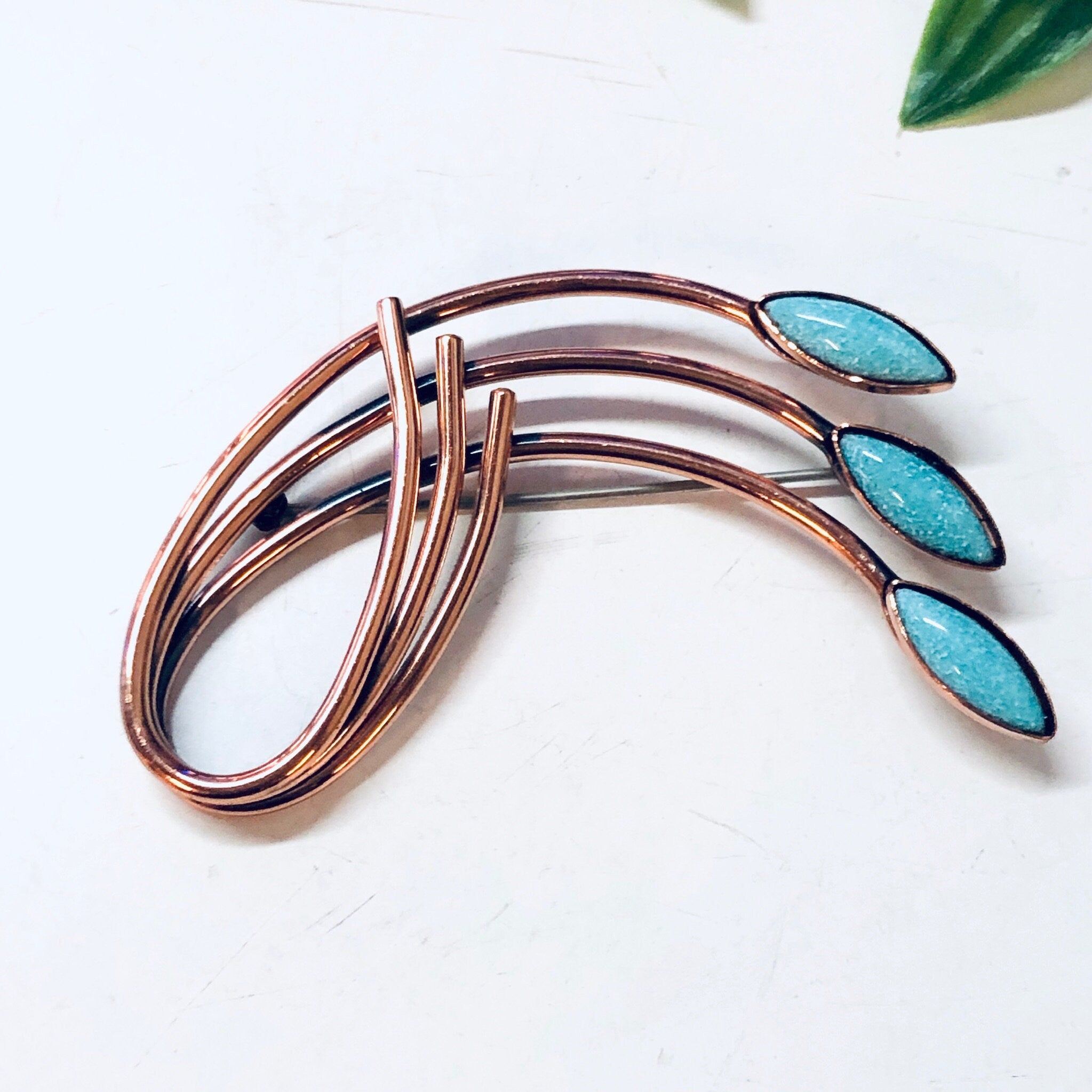 Vintage Brooch, Matisse Renoir Brooch, Vintage Pin, Copper Brooch, Blue Stones, Turquoise Brooch, Costume Jewelry, Blue and Copper, Unique
