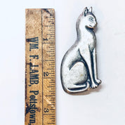 Vintage Brooch, Cat Pin, Cat Jewelry, Kitty Cat, Silver Toned Brooch, Vintage Pin, Vintage Jewelry, Animal Jewelry, Long Pin, Sitting Cat