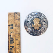 Vintage Silver Brooch, 18K Gold Pin, Vintage Pin, Vintage Jewelry, Made in Peru, Peruvian Jewelry, Round Brooch, 18K Yellow Gold, 925 Brooch