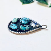 Vintage Silver Pendant, Turquoise Pendant, Turquoise Jewelry, Southwestern Style, Boho Hippie Jewelry, Pendant Necklace, Blue Turquoise, 925