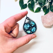 Vintage Silver Pendant, Turquoise Pendant, Turquoise Jewelry, Southwestern Style, Boho Hippie Jewelry, Pendant Necklace, Blue Turquoise, 925