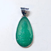 Vintage Pendant, Silver Pendant, Jade Pendant, Jade Buddha, Buddha Jewelry, Vintage Jewelry, Green Jade, Vintage Necklace, 925 Pendant,