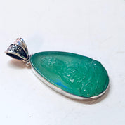Vintage Pendant, Silver Pendant, Jade Pendant, Jade Buddha, Buddha Jewelry, Vintage Jewelry, Green Jade, Vintage Necklace, 925 Pendant,