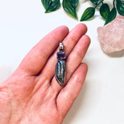 Vintage Pendant, Silver Pendant, Abalone Jewelry, Amethyst Pendant, Vintage Necklace, Purple gemstone, Blue Gemstone, Abalone Necklace, 925
