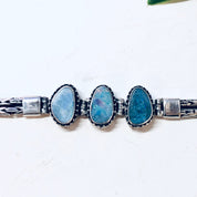 Vintage Bracelet, Silver Bracelet, Blue Opal, Opal Jewelry, Toggle Bracelet, Vintage Jewelry, Birthstone Jewelry, Anniversary Gift, 925 Opal