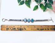 Vintage Bracelet, Silver Bracelet, Blue Opal, Opal Jewelry, Toggle Bracelet, Vintage Jewelry, Birthstone Jewelry, Anniversary Gift, 925 Opal