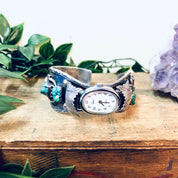 Vintage Cuff Watch, Timex Watch, Silver Cuff Watch, Turquoise Timex, Turquoise Jewelry, Watch Jewelry, Cuff Bracelet, Blue Turquoise, 925
