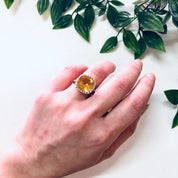 Vintage Gold Ring, Diamond Ring, Yellow Topaz Ring, 18K Gold Ring, Yellow Gold Ring, Vintage Jewelry, Diamond Jewelry, Engagement Ring, Gold