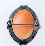Vintage Cameo, Cameo Brooch, Vintage Brooch, Silver Brooch, Orange Cameo, Victorian Jewelry, Vintage Pin, Vintage Jewelry, Unique Jewelry
