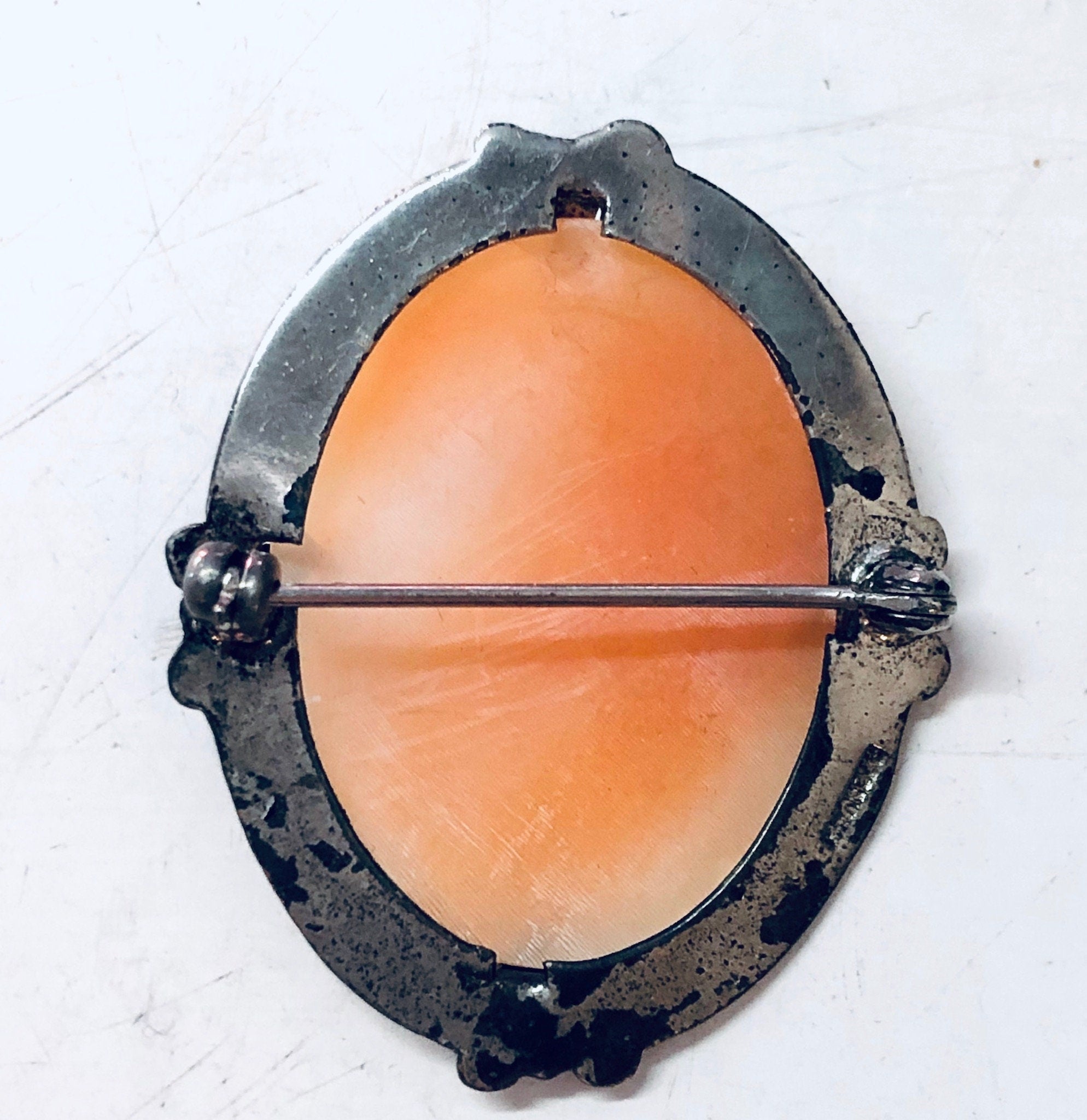 Vintage Cameo, Cameo Brooch, Vintage Brooch, Silver Brooch, Orange Cameo, Victorian Jewelry, Vintage Pin, Vintage Jewelry, Unique Jewelry