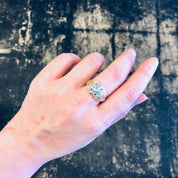 Vintage Ring, 14K Gold Ring, Platinum Ring, Aquamarine Jewelry, Engagement Jewelry, Art Deco Jewelry, Vintage Jewelry, Yellow Gold, Platinum