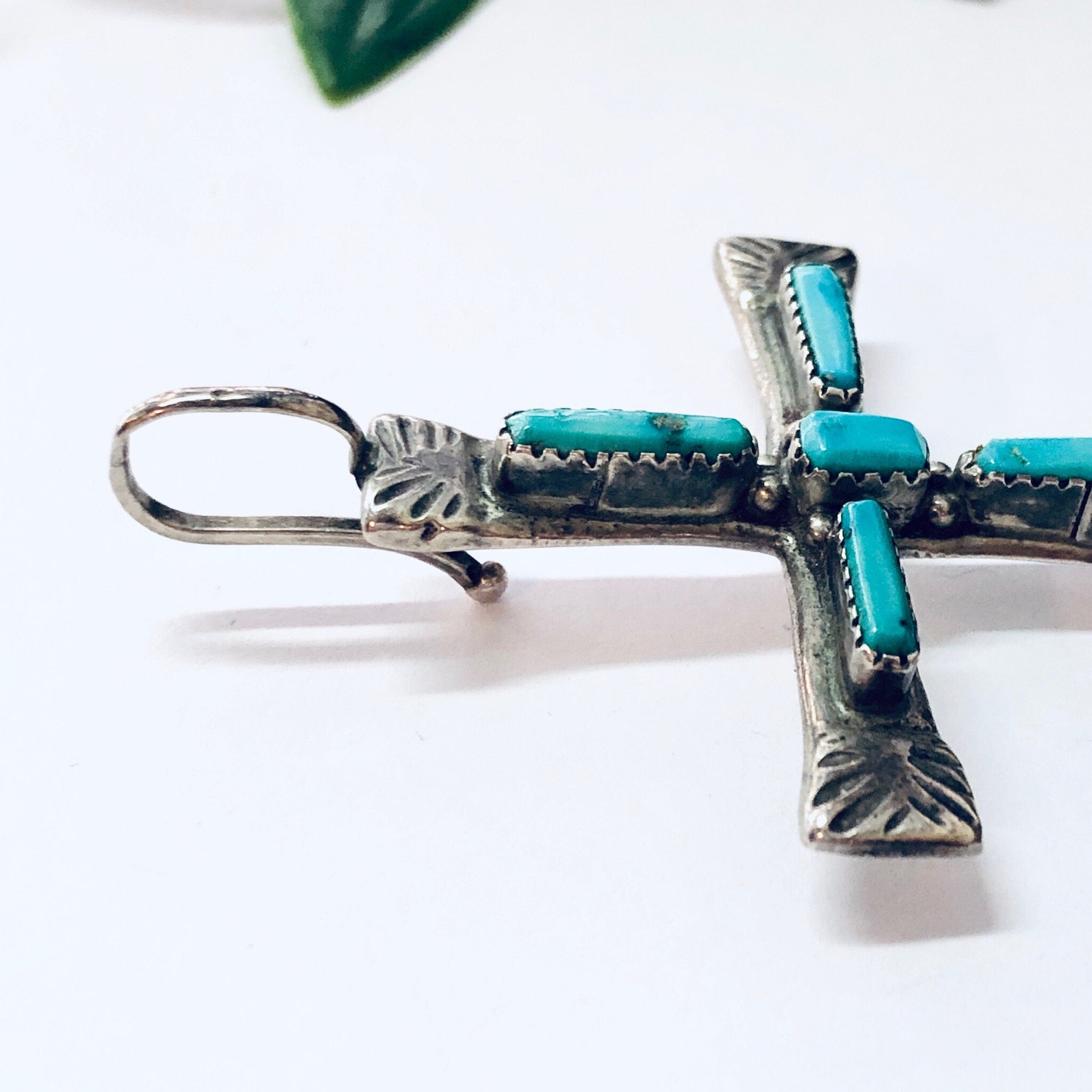 Zuni Silver Cross, Vintage Cross, Religious Jewelry, Turquoise Cross, Vintage Jewelry, L IULE Jewelry, Vintage Pendant, Silver Pendant, 925