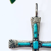 Zuni Silver Cross, Vintage Cross, Religious Jewelry, Turquoise Cross, Vintage Jewelry, L IULE Jewelry, Vintage Pendant, Silver Pendant, 925