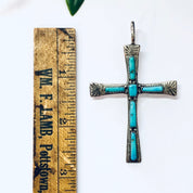 Zuni Silver Cross, Vintage Cross, Religious Jewelry, Turquoise Cross, Vintage Jewelry, L IULE Jewelry, Vintage Pendant, Silver Pendant, 925