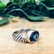 Vintage Silver Ring, Blue Gemstone, Blue Jewelry, Blue and Silver, Statement Jewelry, Sparkly Ring, Unique Jewelry, Vintage Jewelry, 925