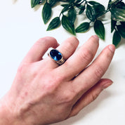 Vintage Silver Ring, Blue Gemstone, Blue Jewelry, Blue and Silver, Statement Jewelry, Sparkly Ring, Unique Jewelry, Vintage Jewelry, 925
