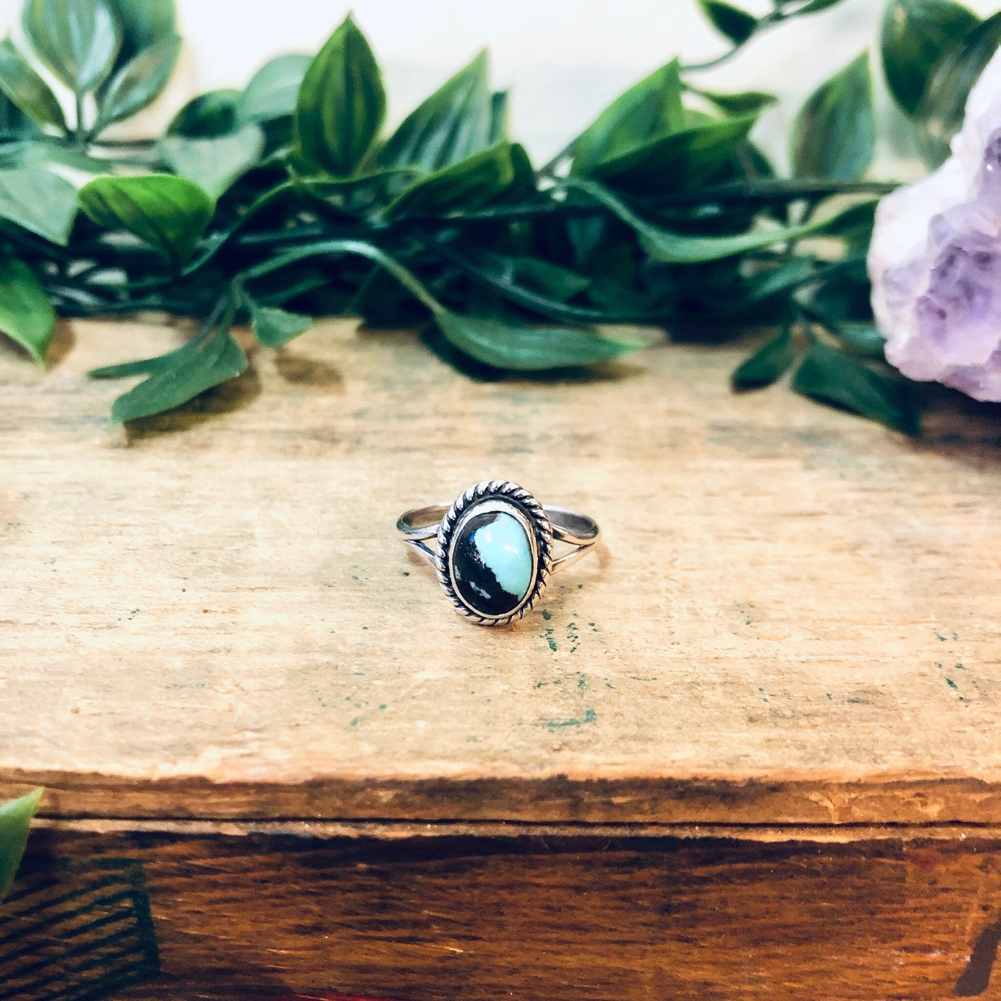 Vintage Silver Ring, Blue Stone, Brown Stone, Cabochon Ring, Simple Jewelry, Southwestern Ring, Vintage Jewelry, Unique Gemstone, 925 Ring