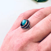 Vintage Silver Ring, Blue Stone, Brown Stone, Cabochon Ring, Simple Jewelry, Southwestern Ring, Vintage Jewelry, Unique Gemstone, 925 Ring