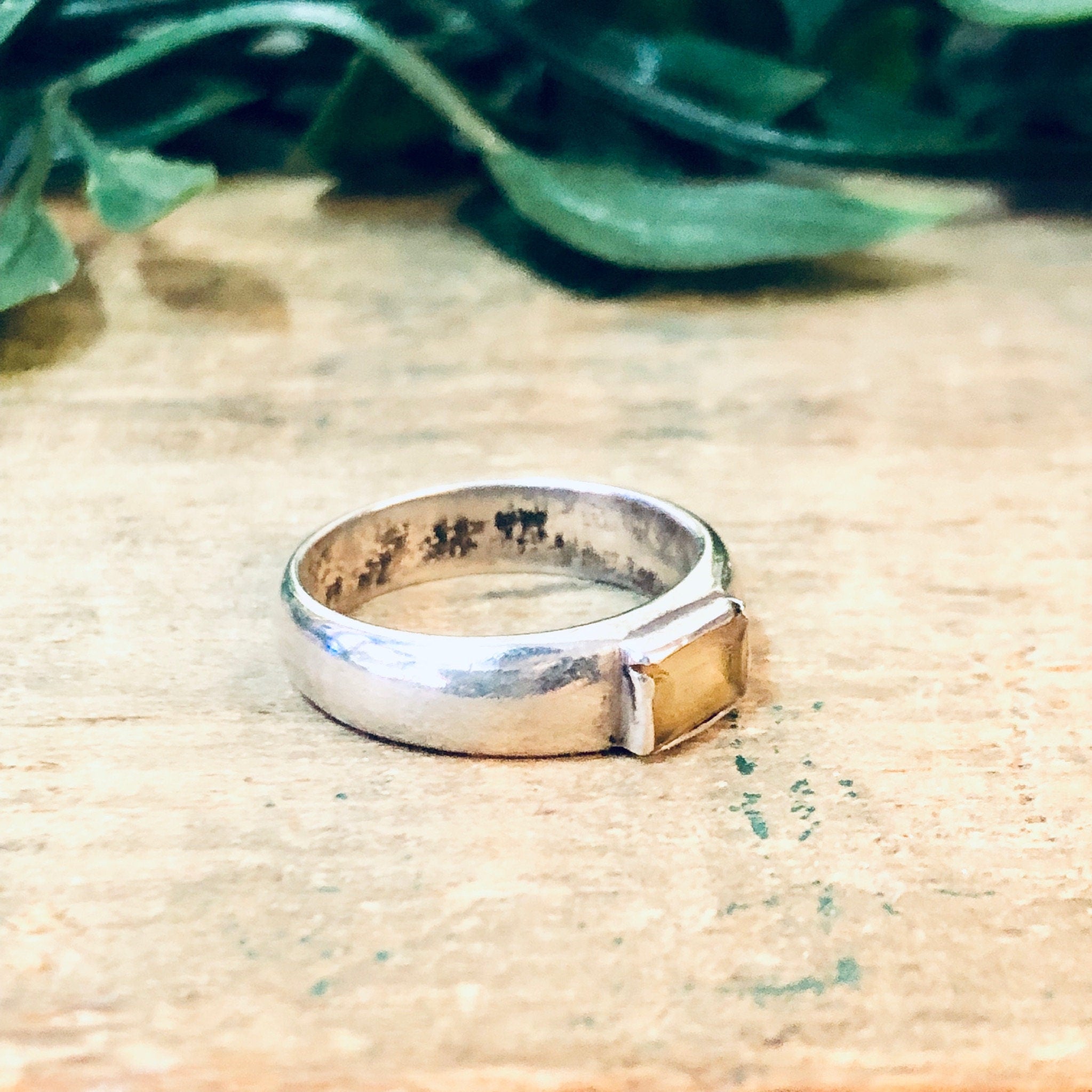 Vintage Silver Ring, Citrine Ring, Band Ring, Simple Jewelry, Birthstone Ring, Vintage Jewelry, Silver and Yellow, Thin Band, Stacking Ring