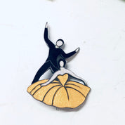 Margot de Taxco Pin, Vintage Brooch, Enamel Taxco, Vintage Jewelry, Signed Taxco, Ballroom Dancing, Dancing Brooch, Yellow Pin, Black Pin