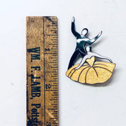 Margot de Taxco Pin, Vintage Brooch, Enamel Taxco, Vintage Jewelry, Signed Taxco, Ballroom Dancing, Dancing Brooch, Yellow Pin, Black Pin