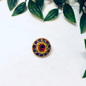 Vintage Millefiori Pin, Vintage Brooch, Small Pin, Round Pin, Vintage Jewelry, Mosaic Jewelry, Yellow, Flower Pin, Blue, Red, Roses, Brooch
