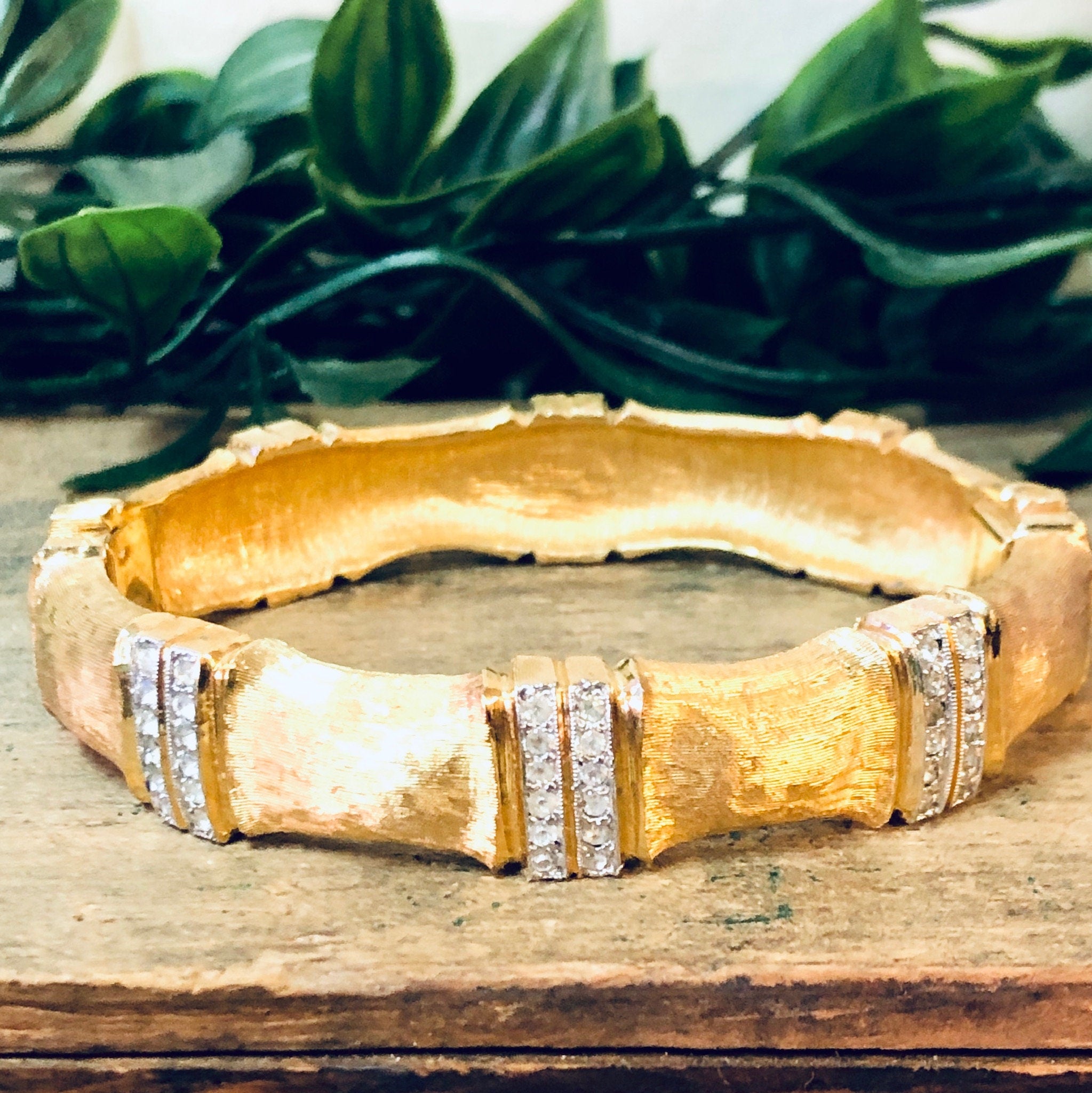 Vintage Bracelet, Gold Toned Bracelet, Joseph Mazer Bracelet, Joseph Mazer Jewelry, Vintage Jewelry, Rhinestone Bracelet, Bangle Bracelet