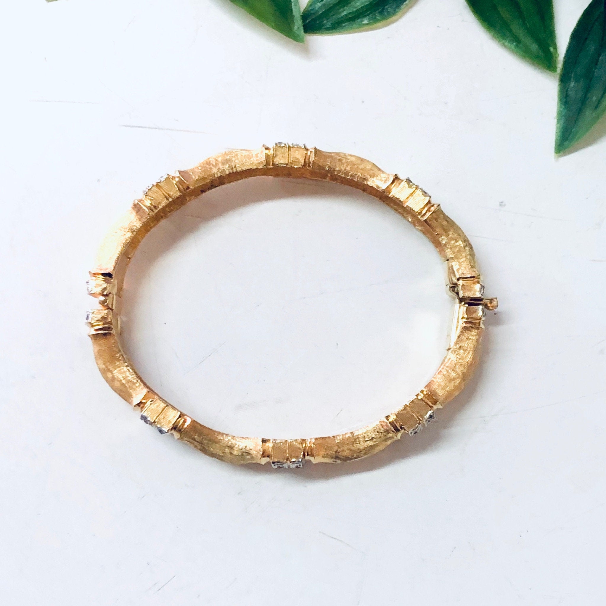 Vintage Bracelet, Gold Toned Bracelet, Joseph Mazer Bracelet, Joseph Mazer Jewelry, Vintage Jewelry, Rhinestone Bracelet, Bangle Bracelet