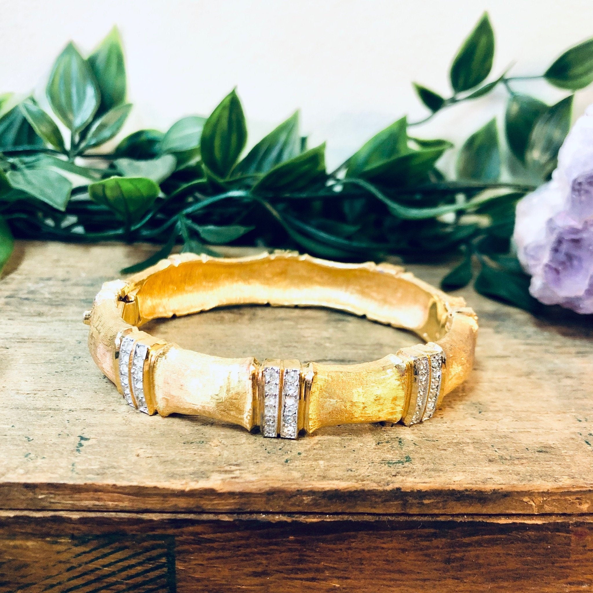 Vintage Bracelet, Gold Toned Bracelet, Joseph Mazer Bracelet, Joseph Mazer Jewelry, Vintage Jewelry, Rhinestone Bracelet, Bangle Bracelet