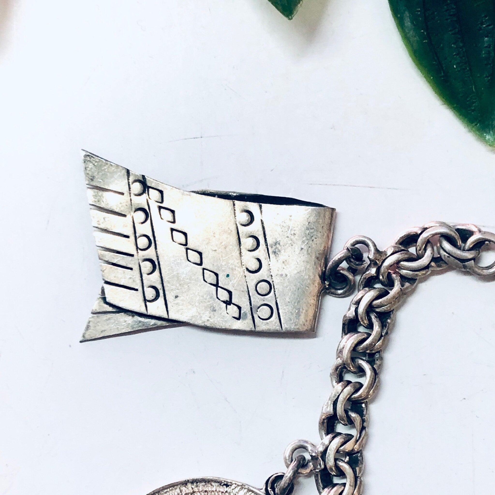 Vintage Charm Bracelet, Charm Bracelet, Mexican Inspired Bracelet, Sombrero Bracelet, Concho Bracelet, Silver Charm Bracelet, Souvenir, 925