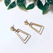 Vintage Earrings, Geometric Earrings, Gold Toned Earrings, Vintage Jewelry, Dangle Earrings, Pierced Ears, Geometric Style, Unique Jewelry