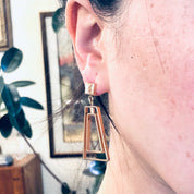 Vintage Earrings, Geometric Earrings, Gold Toned Earrings, Vintage Jewelry, Dangle Earrings, Pierced Ears, Geometric Style, Unique Jewelry