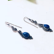 Vintage Silver Earrings, Lapis Lazuli Earrings, Blue Lapis, Dangle Earrings, Blue and Silver, Unique Jewelry, Pierced Ears, Lapis Earrings