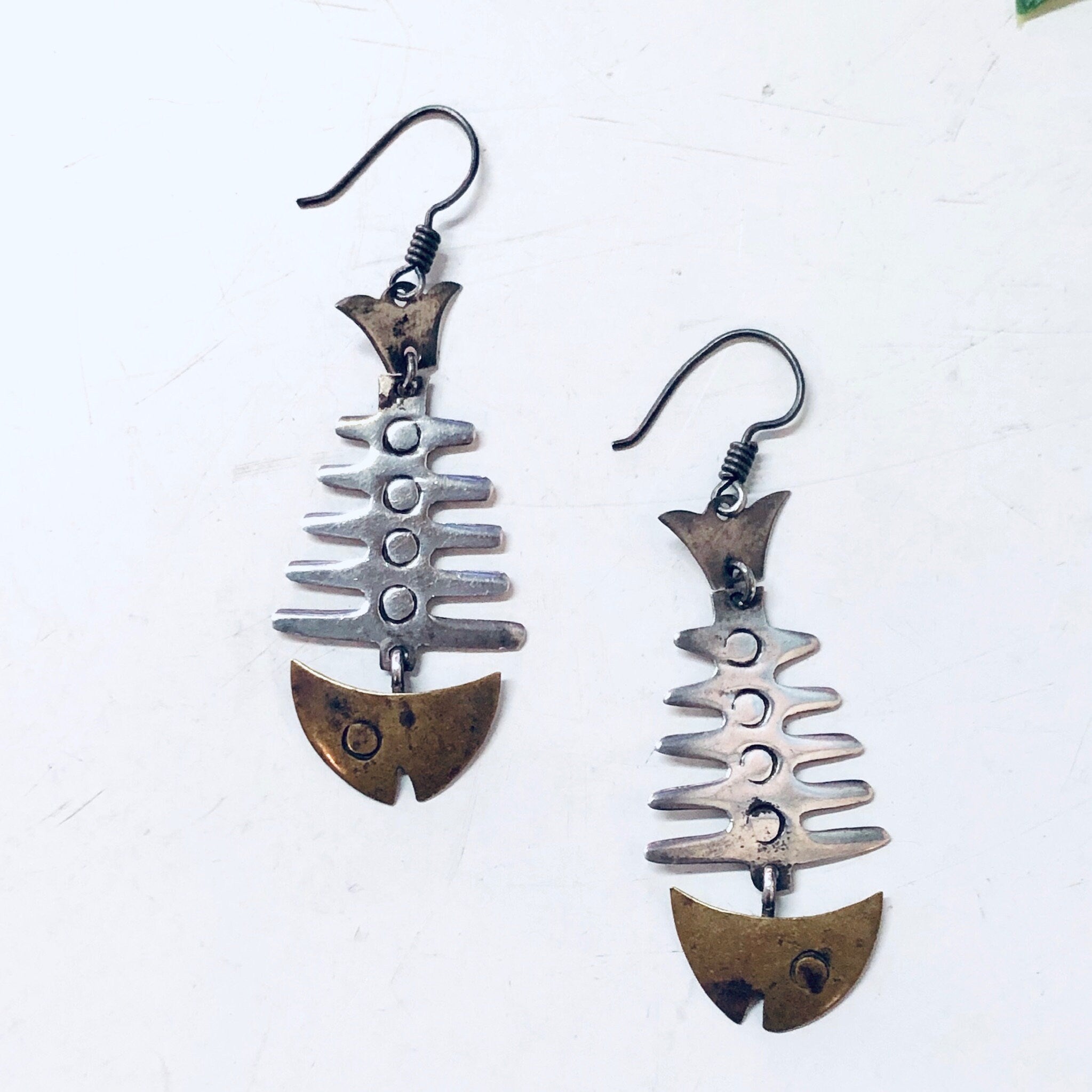 Vintage Silver Earrings, Fish Bone Earrings, Fish Jewelry, Pierced Ears, Dangle Earrings, Fish Earrings, Skeleton Earrings, 925 Earrings,