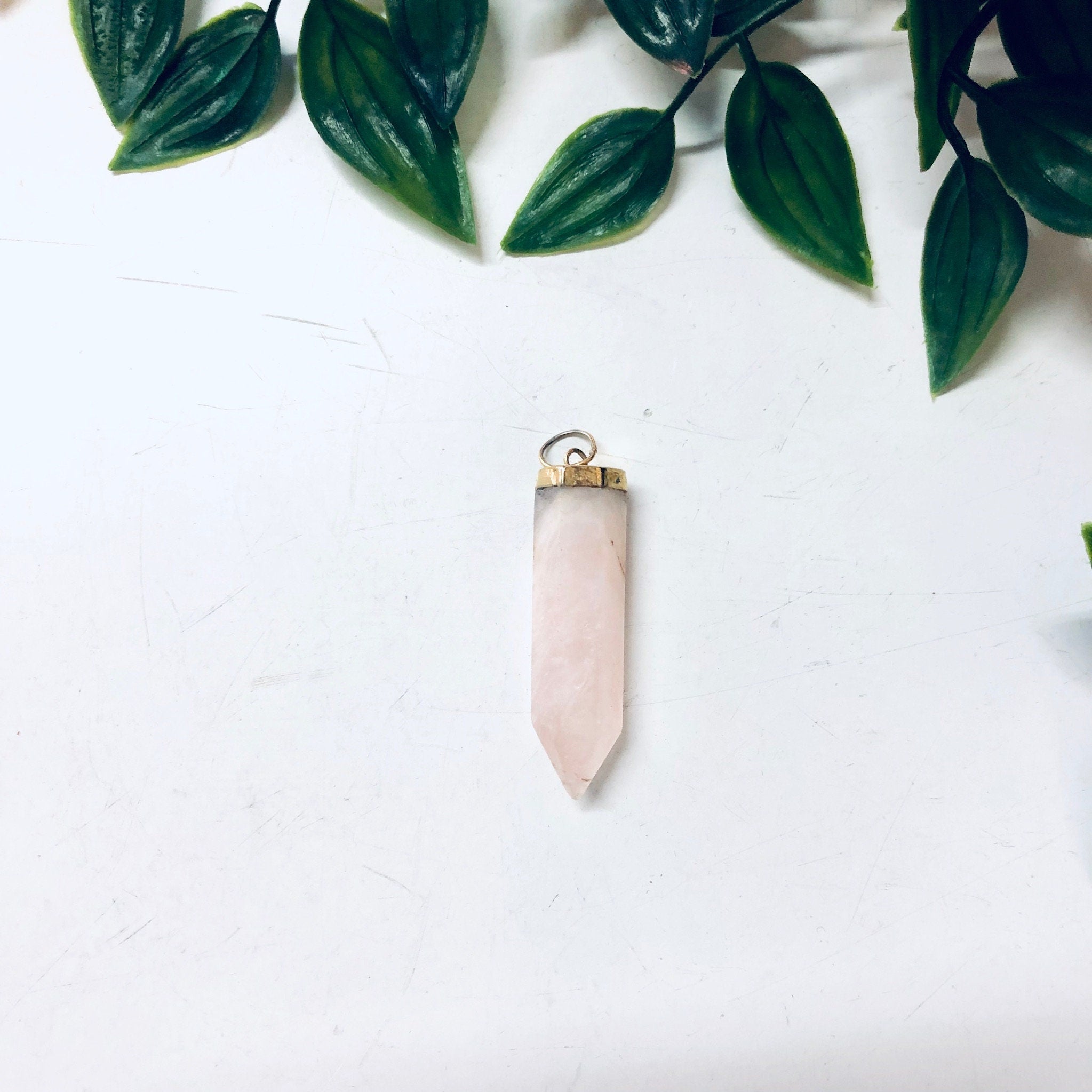 Quartz Pendant, Pink Quartz, Vintage Pendant, Pink Gemstone, Vintage Jewelry, Gold Jewelry, Vintage Necklace, Small Pendant, Quartz Jewelry