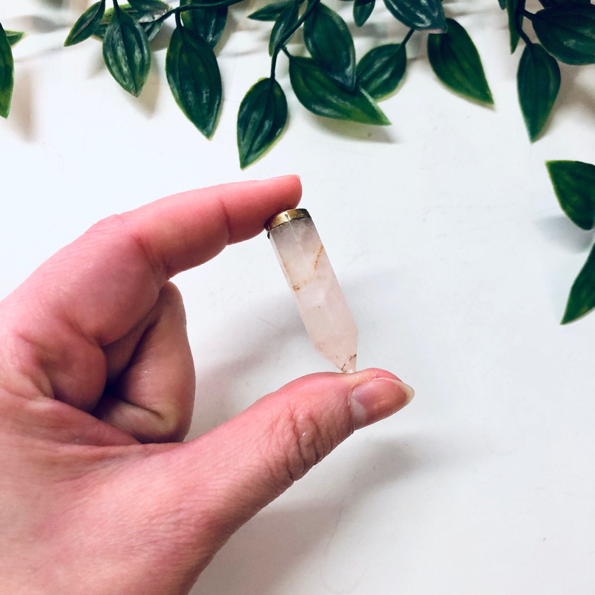 Quartz Pendant, Pink Quartz, Vintage Pendant, Pink Gemstone, Vintage Jewelry, Gold Jewelry, Vintage Necklace, Small Pendant, Quartz Jewelry