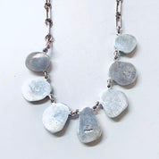 Vintage Necklace, Bib Necklace, Statement Jewelry, Turquoise Necklace, Link Necklace, Blue and Silver, Vintage Jewelry, 925 Necklace, Blue