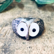 Vintage Ring, Owl Ring, Silver Ring, Mother of Pearl, Statement Jewelry, Animal Ring, Bird Ring, Unique Jewelry, Vintage Jewelry, 925 Ring