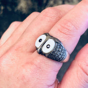 Vintage Ring, Owl Ring, Silver Ring, Mother of Pearl, Statement Jewelry, Animal Ring, Bird Ring, Unique Jewelry, Vintage Jewelry, 925 Ring