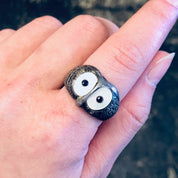 Vintage Ring, Owl Ring, Silver Ring, Mother of Pearl, Statement Jewelry, Animal Ring, Bird Ring, Unique Jewelry, Vintage Jewelry, 925 Ring