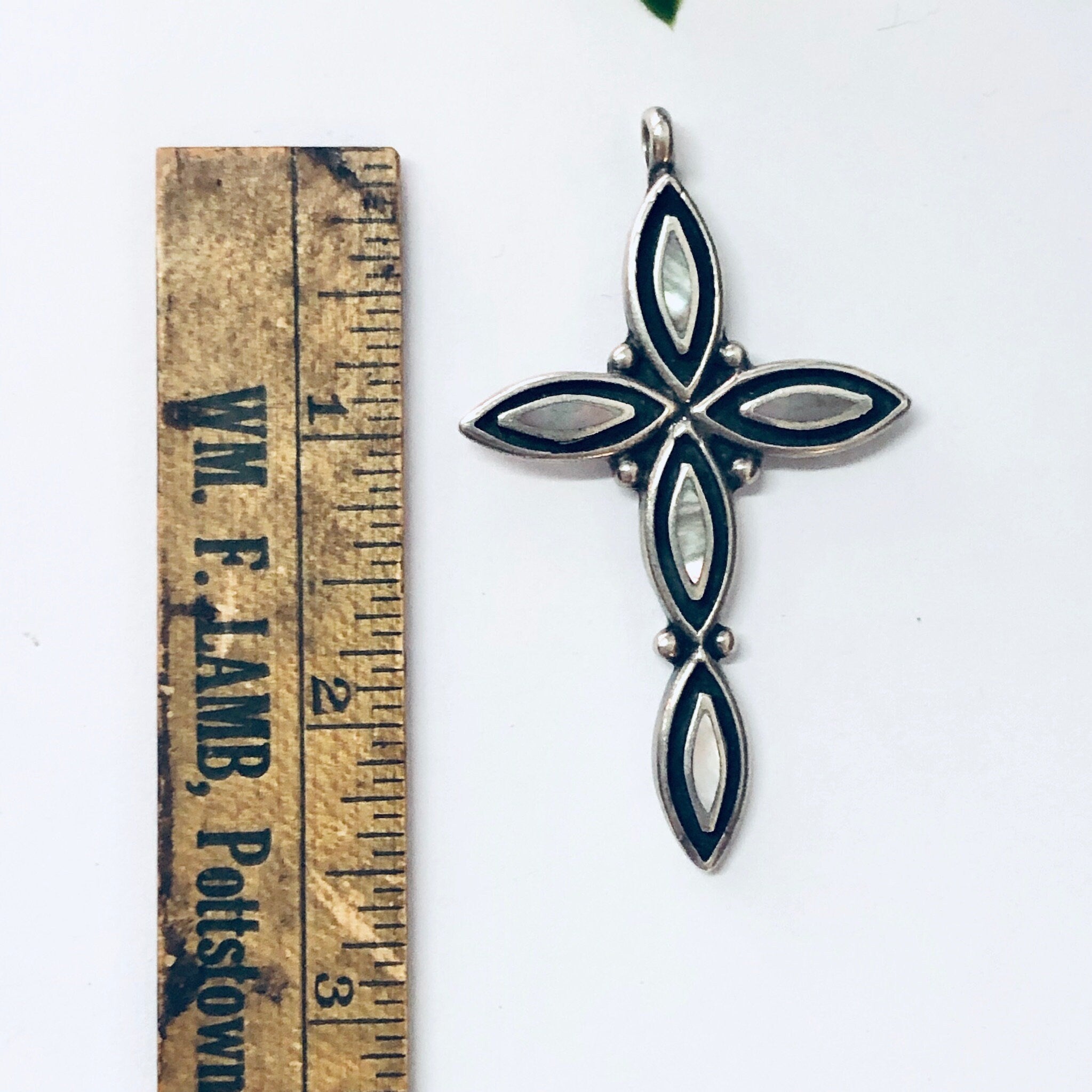 Vintage Cross, Cross Pendant, Silver Cross, Vintage Pendant, Abalone Shell, Abalone Jewelry, Religious Jewelry, Religious Necklace, Vintage