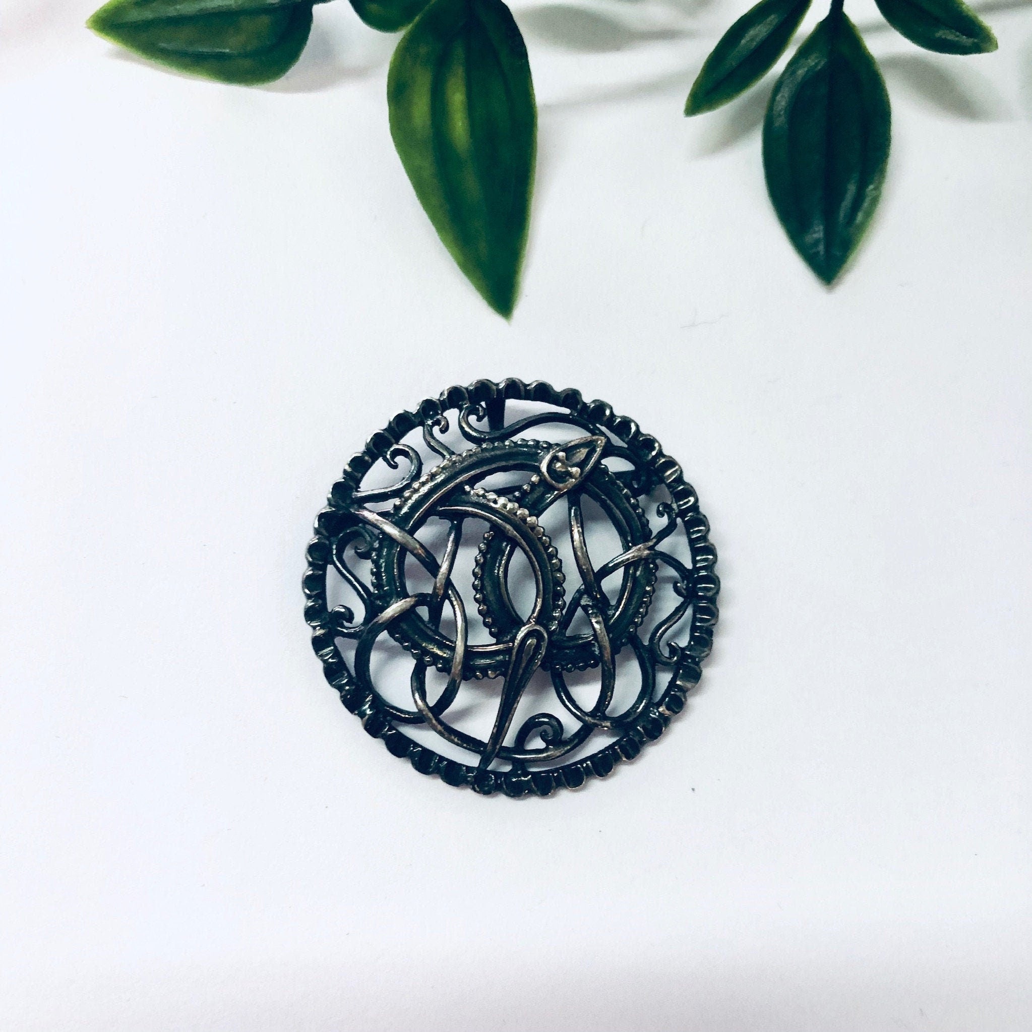 Vintage Pendant, Vintage Brooch, Snake Pendant, Snake Brooch, Vintage Jewelry, Silver Jewelry, Celtic Snake, Unique Jewelry, Vintage Pin